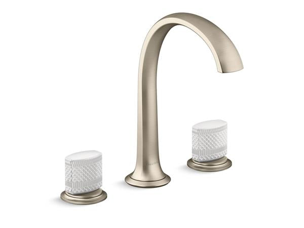 Kallista - Script Decorative Sink Faucet, Arch Spout, White Porcelain Knob Handles