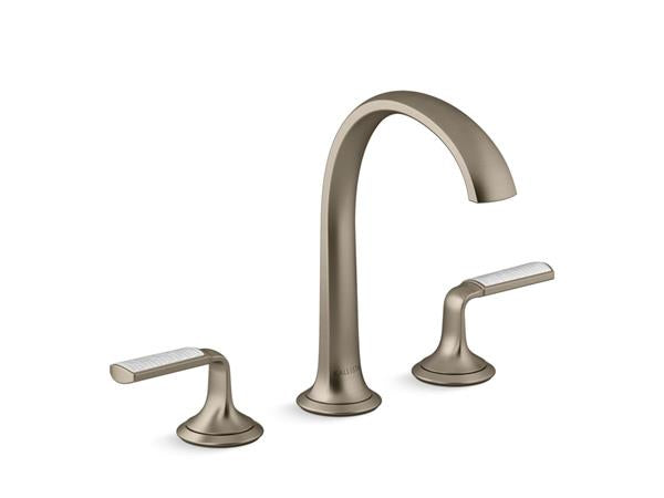 Kallista - Script Decorative Sink Faucet, Arch Spout, Enamel Frost Wave Lever Handles