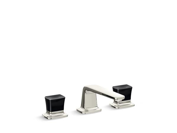 Kallista - Per Se Decorative Sink Faucet, Low Spout, Black Crystal Knob Handles