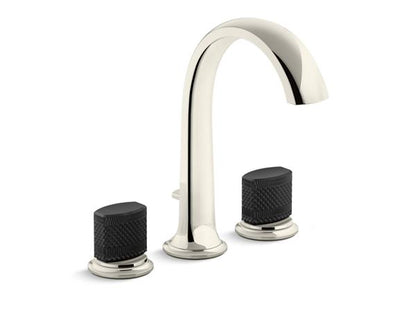 Kallista - Script Deck-Mount Bath Faucet W/ Diverter, Black Porcelain Handles
