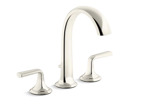Kallista - Script Deck-Mount Bath Faucet W/ Diverter, Arch Spout, Lever Handles