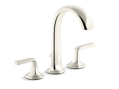 Kallista - Script Deck-Mount Bath Faucet W/ Diverter, Arch Spout, Lever Handles