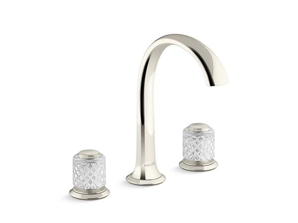 Kallista - Script Decorative Sink Faucet, Arch Spout, Saint-Louis Clear Crystal Knob Handles