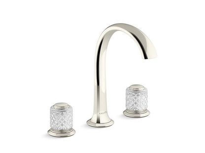 Kallista - Script Decorative Sink Faucet, Arch Spout, Saint-Louis Clear Crystal Knob Handles
