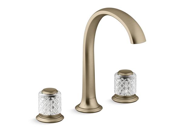 Kallista - Script Decorative Sink Faucet, Arch Spout, Saint-Louis Clear Crystal Knob Handles