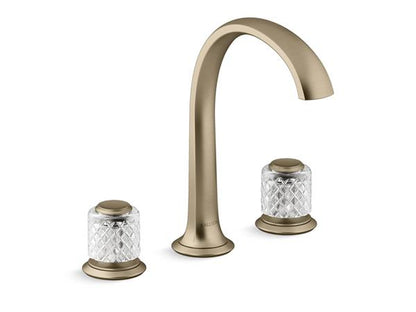 Kallista - Script Decorative Sink Faucet, Arch Spout, Saint-Louis Clear Crystal Knob Handles