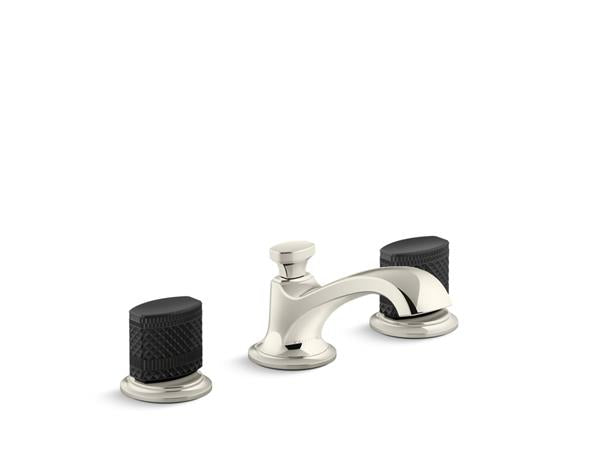 Kallista - Script Decorative Sink Faucet, Low Spout, Black Porcelain Knob Handles