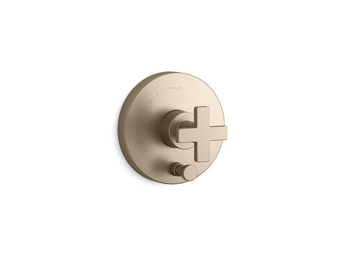 Kohler - Composed Rite-Temp Valve Trim With Push-Button Diverter And Cross Handle