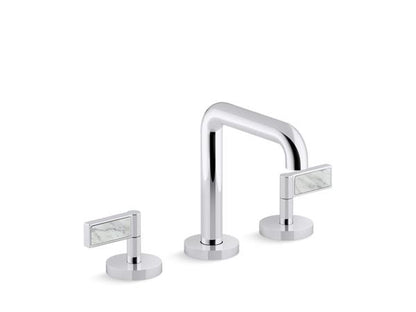 Kallista - One Decorative Sink Faucet, Tall Spout, White Carrara Stone Insert Lever Handles