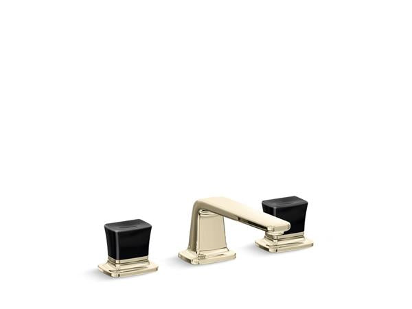 Kallista - Per Se Decorative Sink Faucet, Low Spout, Black Crystal Knob Handles