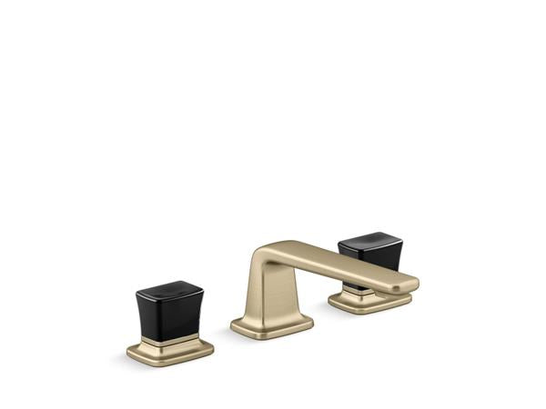 Kallista - Per Se Decorative Sink Faucet, Low Spout, Black Crystal Knob Handles