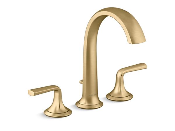 Kallista - Script Deck-Mount Bath Faucet W/ Diverter, Arch Spout, Lever Handles