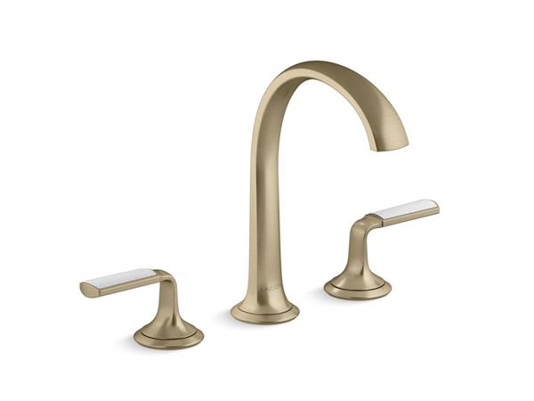 Kallista - Script Decorative Sink Faucet, Arch Spout, Enamel Frost Wave Lever Handles