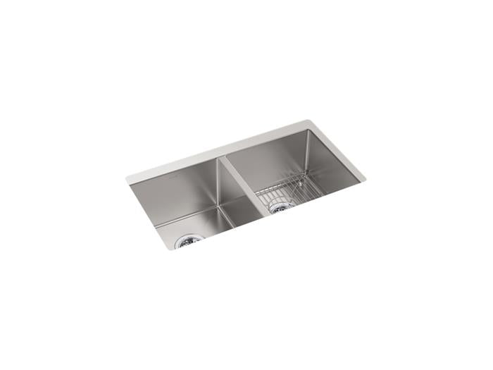 Kohler - Strive 29 Inch Undermount Double-Bowl Kitchen Sink With Rack