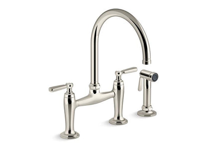 Kohler - Edalyn Two-Hole Bridge Kitchen Sink Faucet With Side Sprayer
