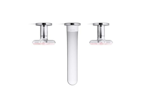 Kallista - 002 Ws Wall Mount Sink Faucet - Rose Quartz Cross Handles