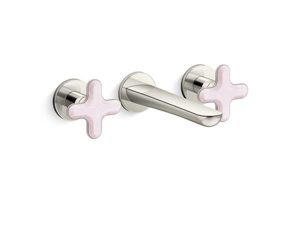 Kallista - 002 Ws Wall Mount Sink Faucet - Rose Quartz Cross Handles
