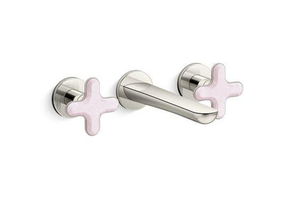 Kallista - 002 Ws Wall Mount Sink Faucet - Rose Quartz Cross Handles