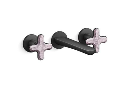Kallista - 002 Ws Wall Mount Sink Faucet - Rose Quartz Cross Handles