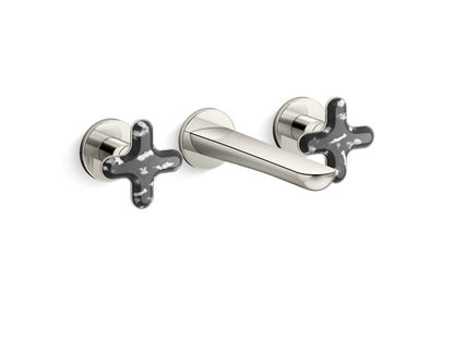 Kallista - 002 Ws Wall Mount Sink Faucet - Zebra Jasper Cross Handles