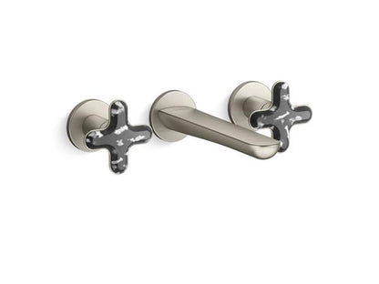 Kallista - 002 Ws Wall Mount Sink Faucet - Zebra Jasper Cross Handles