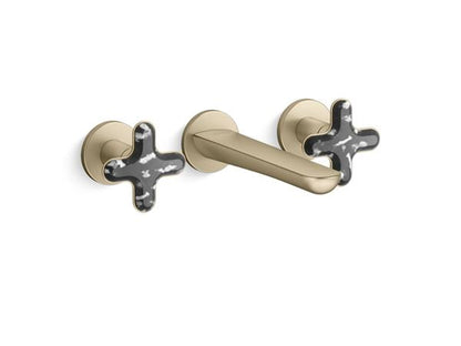 Kallista - 002 Ws Wall Mount Sink Faucet - Zebra Jasper Cross Handles