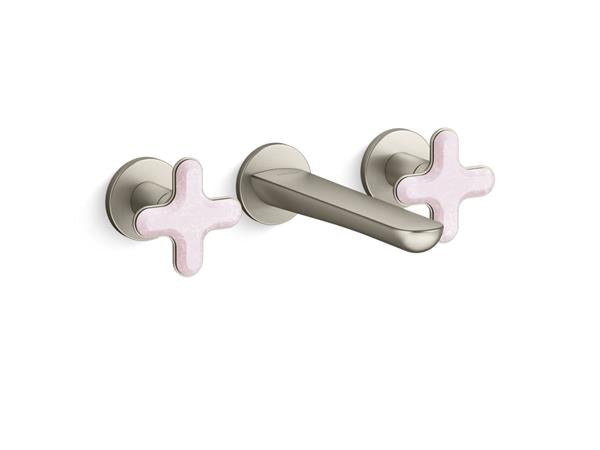 Kallista - 002 Ws Wall Mount Sink Faucet - Rose Quartz Cross Handles
