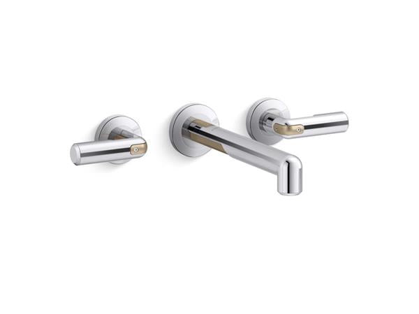 Kallista - Vice Wall Mount Widespread Sink Faucet - Brushed Broze/Polished Chrome