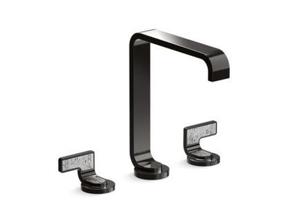 Kallista - Guise Widespread Sink Faucet, Tall Spout, Transparent White Wave Lever Handles