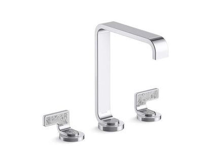 Kallista - Guise Widespread Sink Faucet, Tall Spout, Transparent White Wave Lever Handles