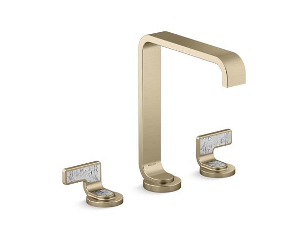 Kallista - Guise Widespread Sink Faucet, Tall Spout, Transparent White Wave Lever Handles