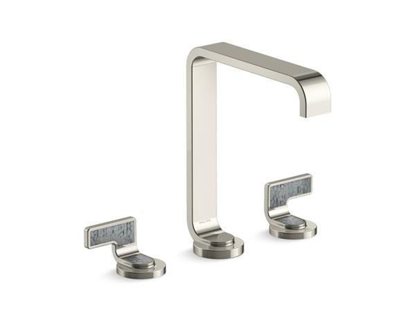 Kallista - Guise Widespread Sink Faucet, Tall Spout, Steel Grey Wave Lever Handles