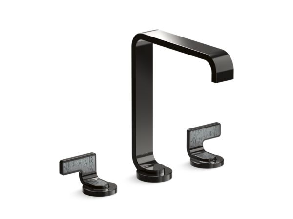 Kallista - Guise Widespread Sink Faucet, Tall Spout, Steel Grey Wave Lever Handles