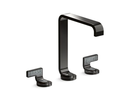 Kallista - Guise Widespread Sink Faucet, Tall Spout, Steel Grey Wave Lever Handles