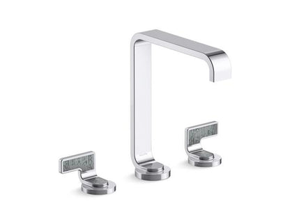 Kallista - Guise Widespread Sink Faucet, Tall Spout, Steel Grey Wave Lever Handles