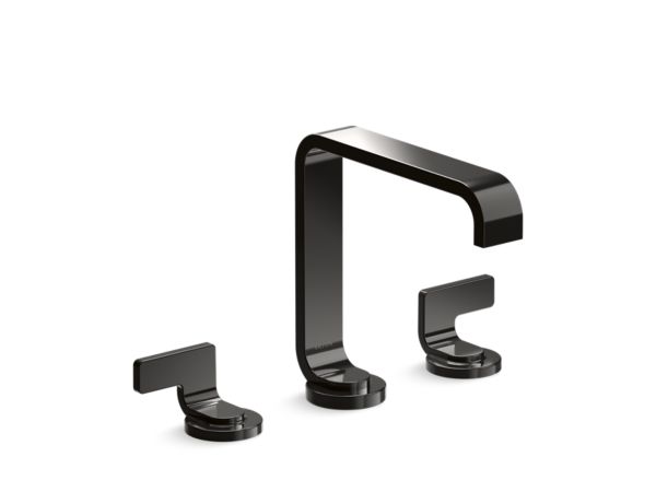 Kallista - Guise Widespread Sink Faucet, Standard Spout, Transparent White Wave Lever Handles