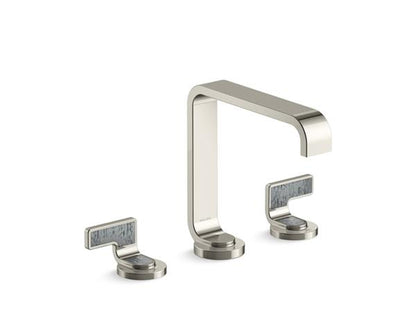 Kallista - Guise Widespread Sink Faucet, Standard Spout, Steel Grey Wave Lever Handles