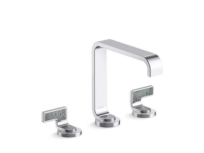 Kallista - Guise Widespread Sink Faucet, Standard Spout, Steel Grey Wave Lever Handles