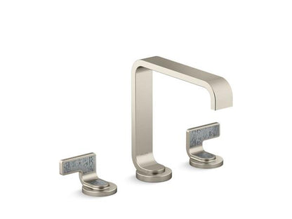Kallista - Guise Widespread Sink Faucet, Standard Spout, Steel Grey Wave Lever Handles