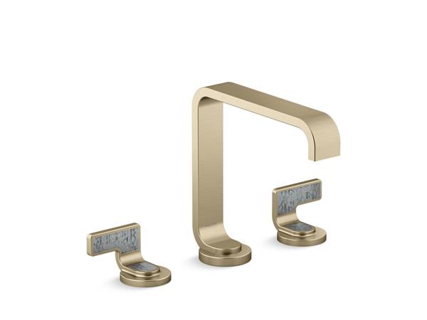 Kallista - Guise Widespread Sink Faucet, Standard Spout, Steel Grey Wave Lever Handles