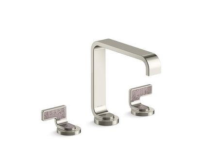 Kallista - Guise Widespread Sink Faucet, Standard Spout, Light Dusty Wave Lever Handles