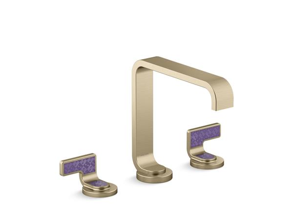 Kallista - Guise Widespread Sink Faucet, Standard Spout, Deep Violet Diamond Lever Handles