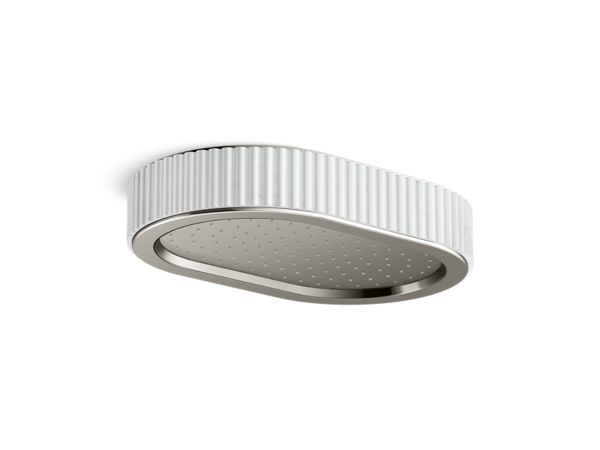 Kallista - Bandeau Rain Showerhead, White Carrara band