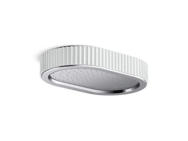 Kallista - Bandeau Rain Showerhead, White Carrara band