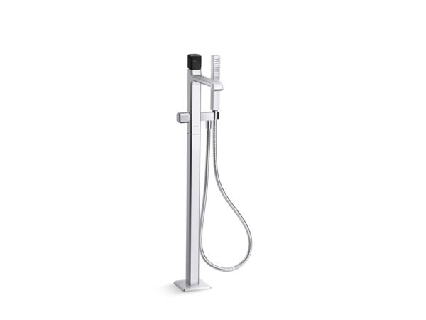 Kallista - Bezel Freestanding Bath Faucet, with Handshower, Nero Marquina Stone
