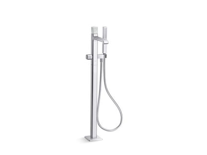 Kallista - Bezel Freestanding Bath Faucet, with Handshower, White Carrara Stone