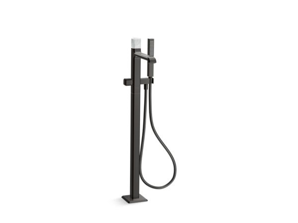 Kallista - Bezel Freestanding Bath Faucet, with Handshower, White Carrara Stone