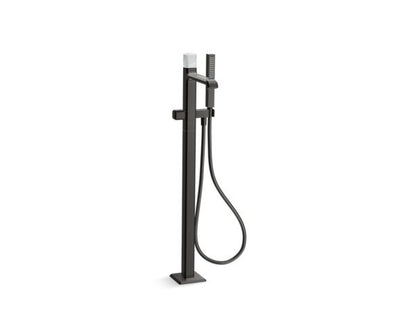 Kallista - Bezel Freestanding Bath Faucet, with Handshower, White Carrara Stone