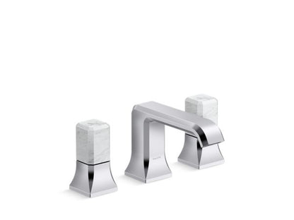 Kallista - Bezel Widespread Sink Faucet, White Carrara Stone