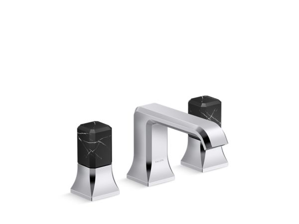 Kallista - Bezel Widespread Sink Faucet, Nero Marquina Stone